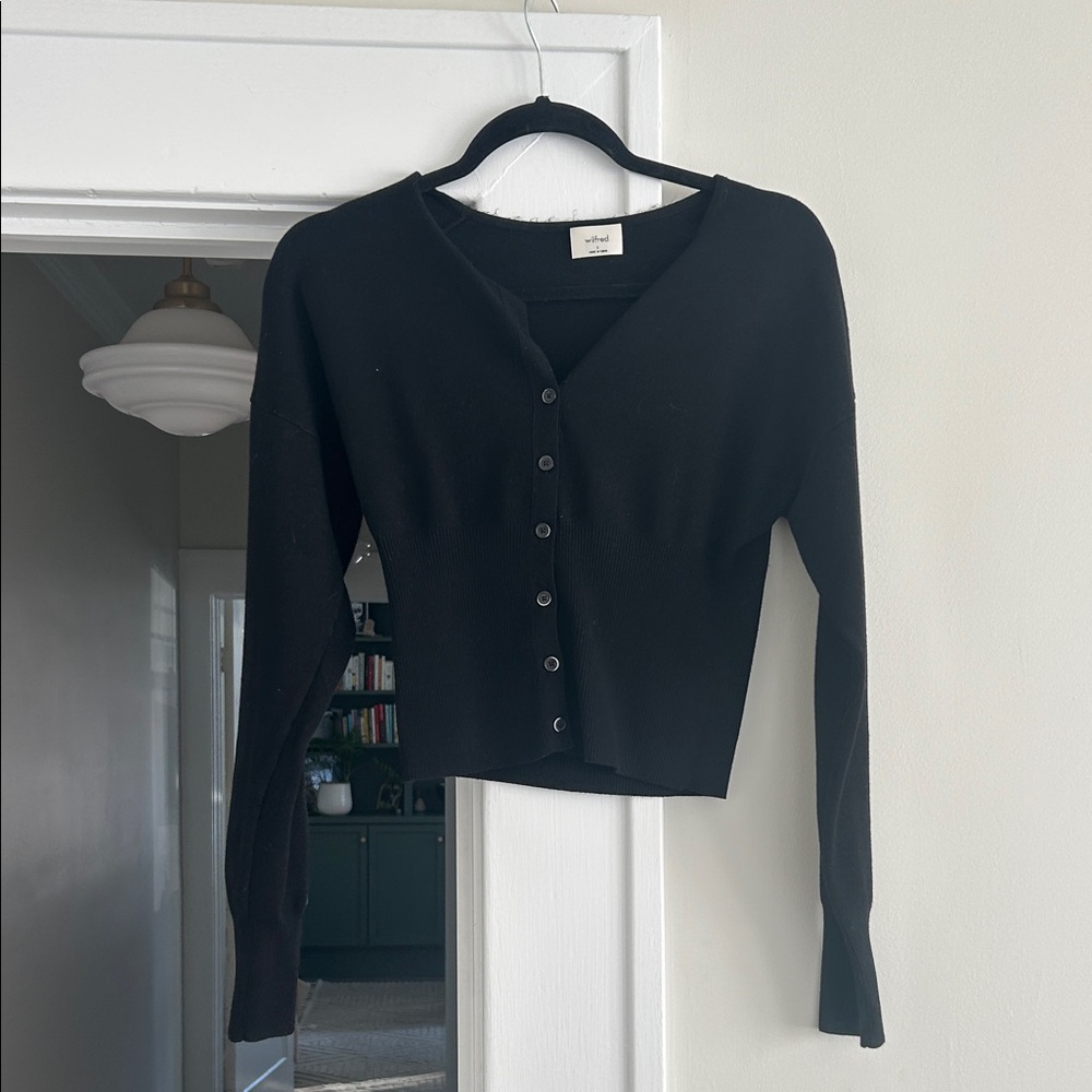 Aritzia Wilfred Classic Black Cardigan